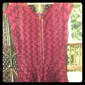*4 for $25* 
Peplum burgundy top